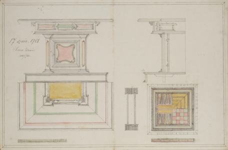 Asztal és ostábla, Hevesi István mesterrajza, 1781.