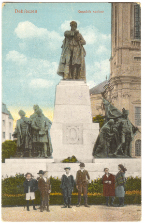 Képeslap a Kossuth szoborcsoportról, 20. század eleje