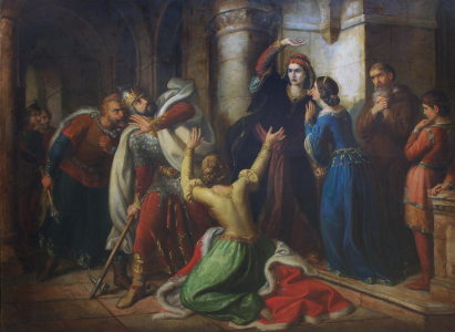 Orlai Petrich Soma (Mezőberény, 1822 – Budapest, 1880): Salamon királyt anyja megátkozza, 1857, olaj, vászon, 154x207cm