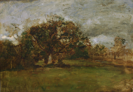 Paál László (Zám, 1846 – Charenton, 1879): Tájképvázlat, é. n., olaj, vászon, 65x91 cm