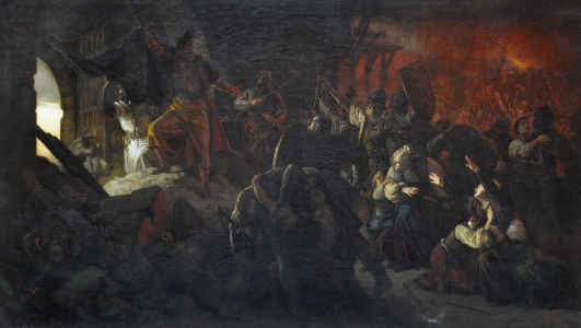 Székely Bertalan (Kolozsvár, 1835 – Mátyásföld, 1910): Zrínyi kirohanása, 1884-1885, olaj, vászon; 197x350 cm
