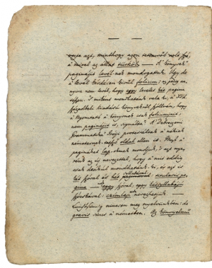 Kazinczy Ferenc Tübingai pályairat című munkájának kézirata, Csokonai-hivatkozással, 1808