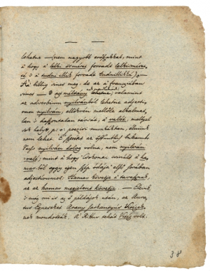 Kazinczy Ferenc Tübingai pályairat című munkájának kézirata, Csokonai-hivatkozással, 1808